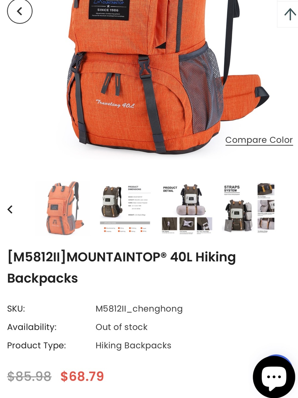 Mountaintop 40l Hiking Backpack View 2